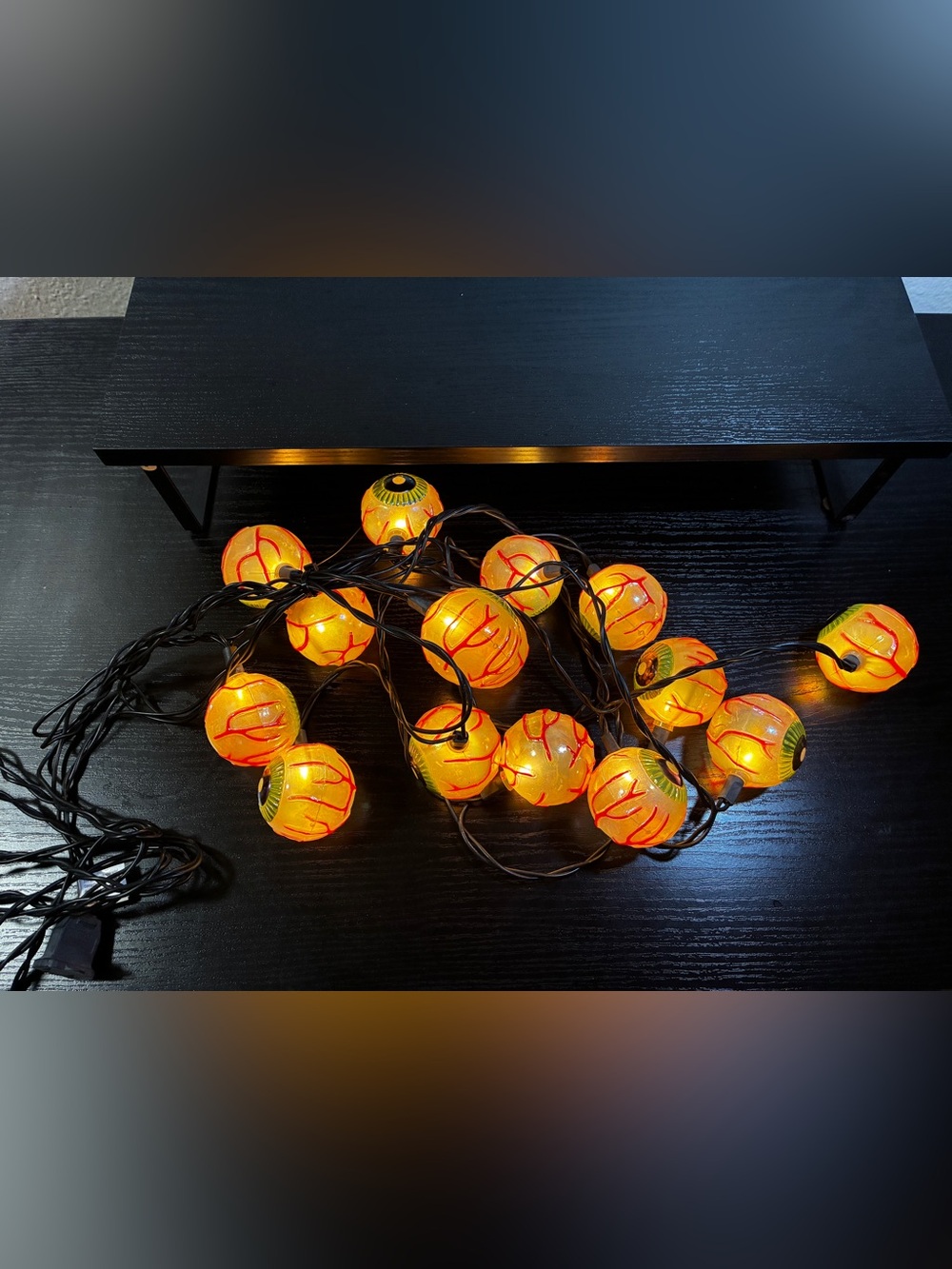 Vintage Halloween Eyeball String Lights Plug-In Black Cord Warm White Indoor